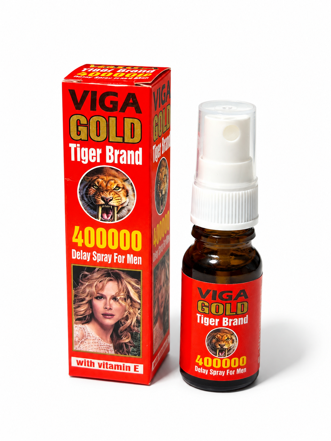 Viga Gold Tiger Brand 400000 Delay Spray for Men - bottle and box